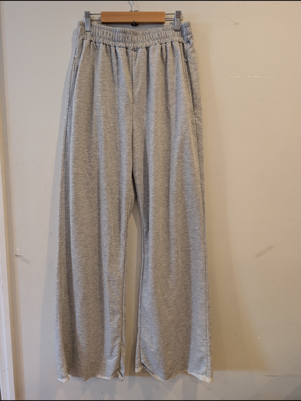 Micas Heather Gray Wide Leg Pull On SweatPants Loungewear Streetwear Casual - Picture 4 of 9